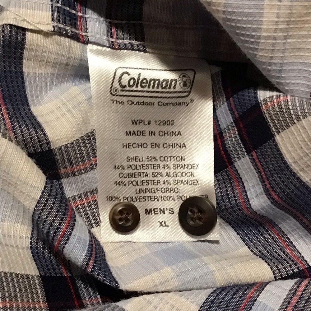 Coleman Blue Plaid Button Up‎ Outdoors Shirt XL - Picture 8 of 8
